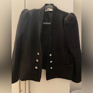 Zara puff shoulder/ strong shoulder black blazer jacket